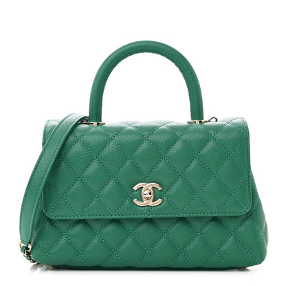 Chanel Caviar Quilted Mini Coco Handle Flap Green 1 of 12