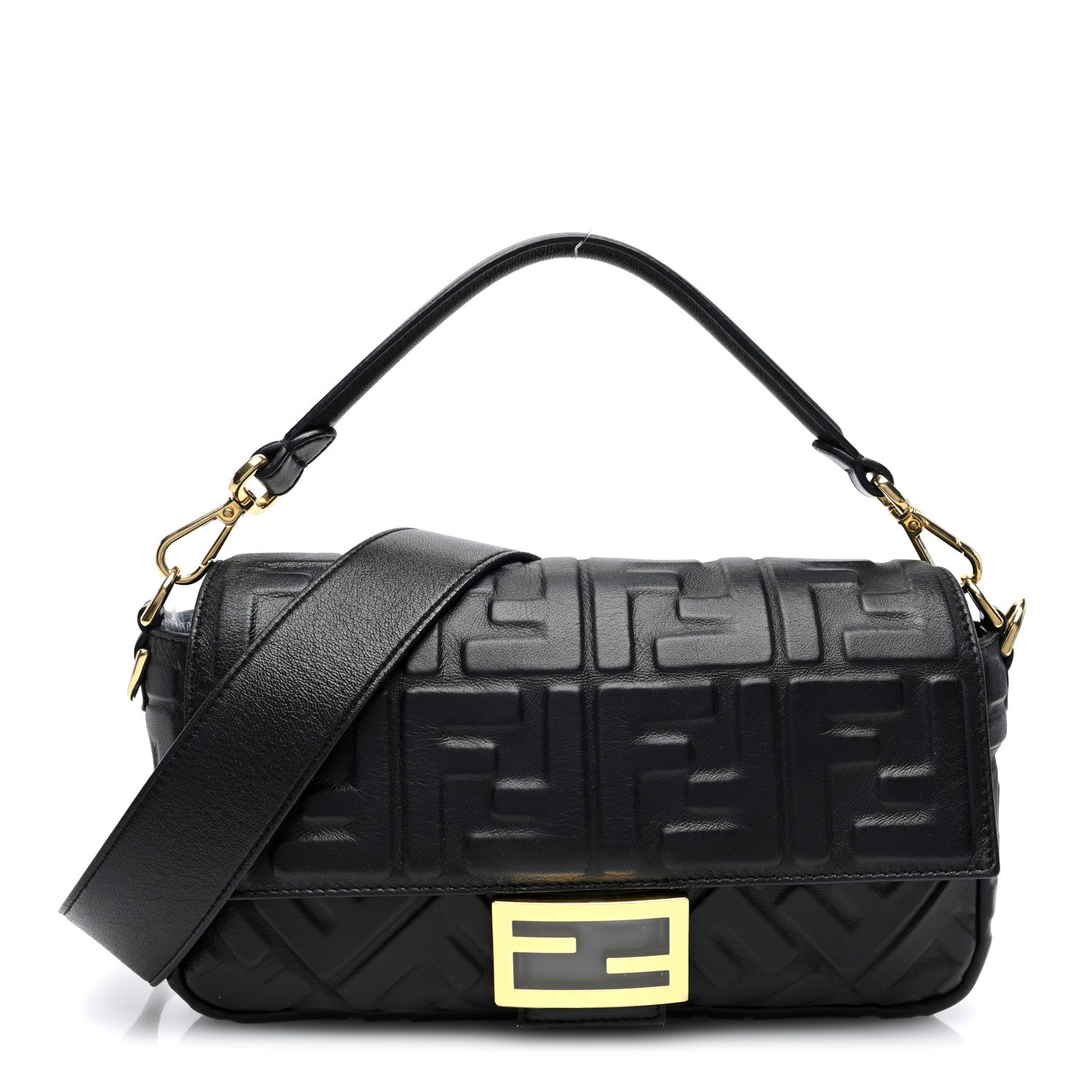 Fendi Nappa FF 1974 Embossed Baguette Black 1 of 9