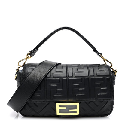Fendi Nappa FF 1974 Embossed Baguette Black 1 of 9