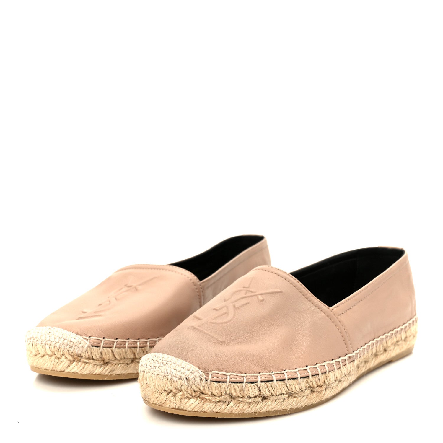 Saint Laurent Lambskin Monogram Espadrilles 37.5 Nude 4 of 9