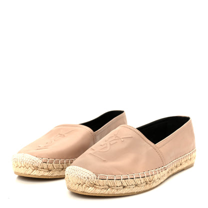 Saint Laurent Lambskin Monogram Espadrilles 37.5 Nude 4 of 9