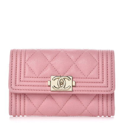 Chanel Iridescent Caviar Quilted Boy Card Holder Wallet Light Pink 1 of 9