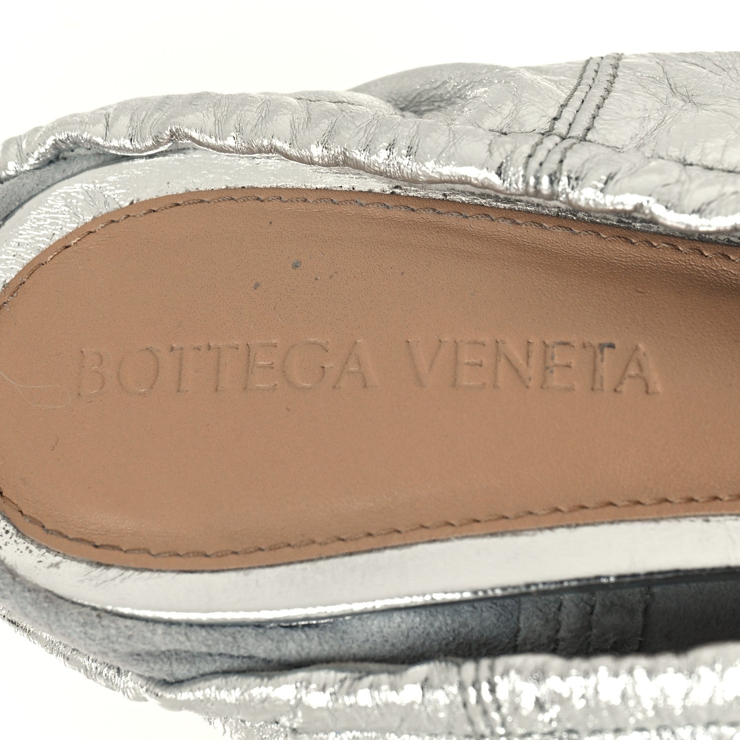 Bottega Veneta Metallic Crushed Nappa Glitter Plexiglass Almond Pumps 37 Silver 7 of 7