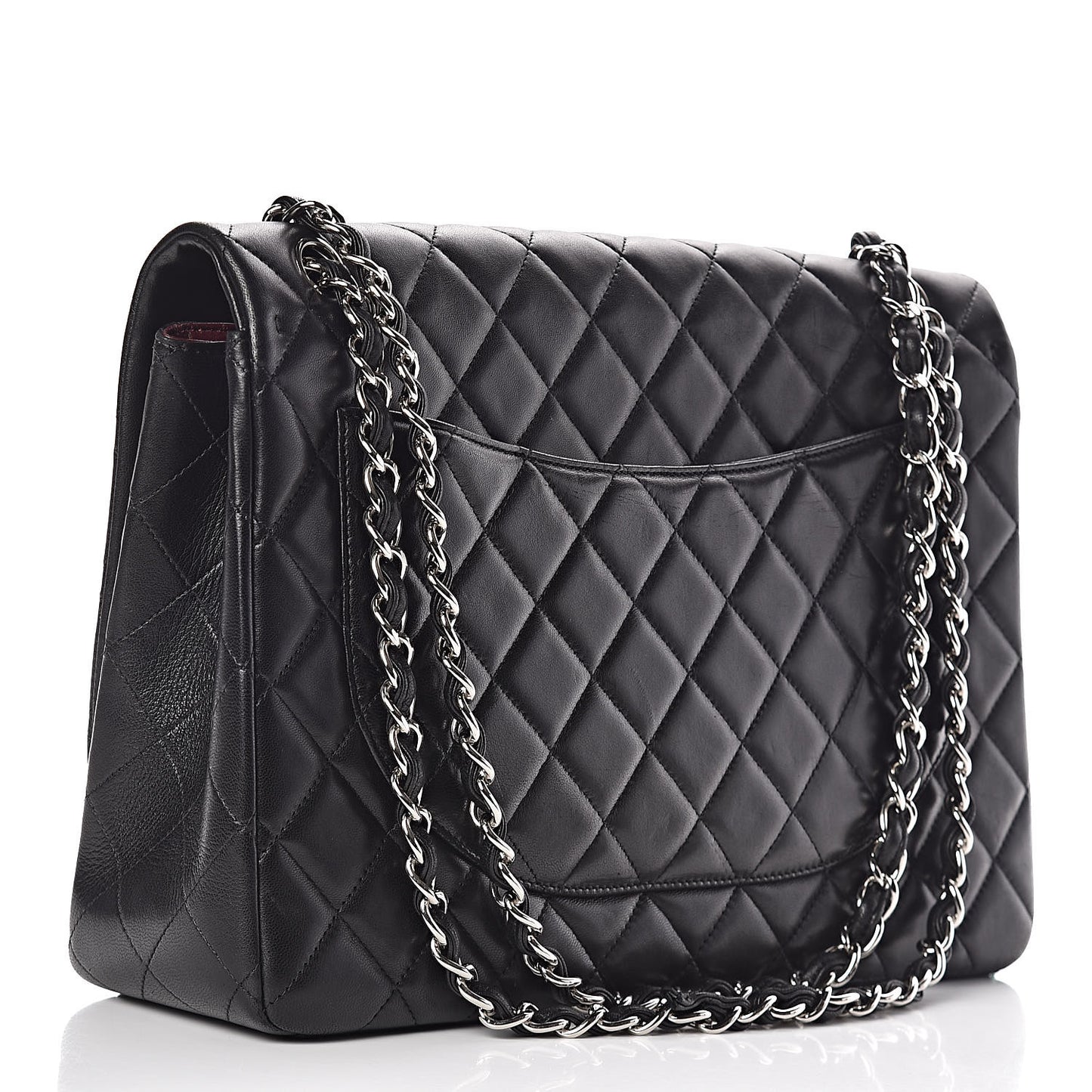 Lambskin Quilted Maxi Single Flap Black