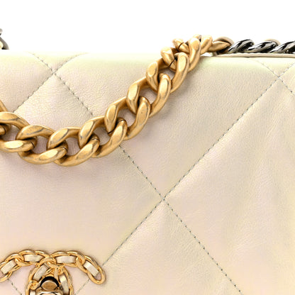 Chanel Iridescent Calfskin Quilted Medium Chanel 19 Flap White 8 of 14
