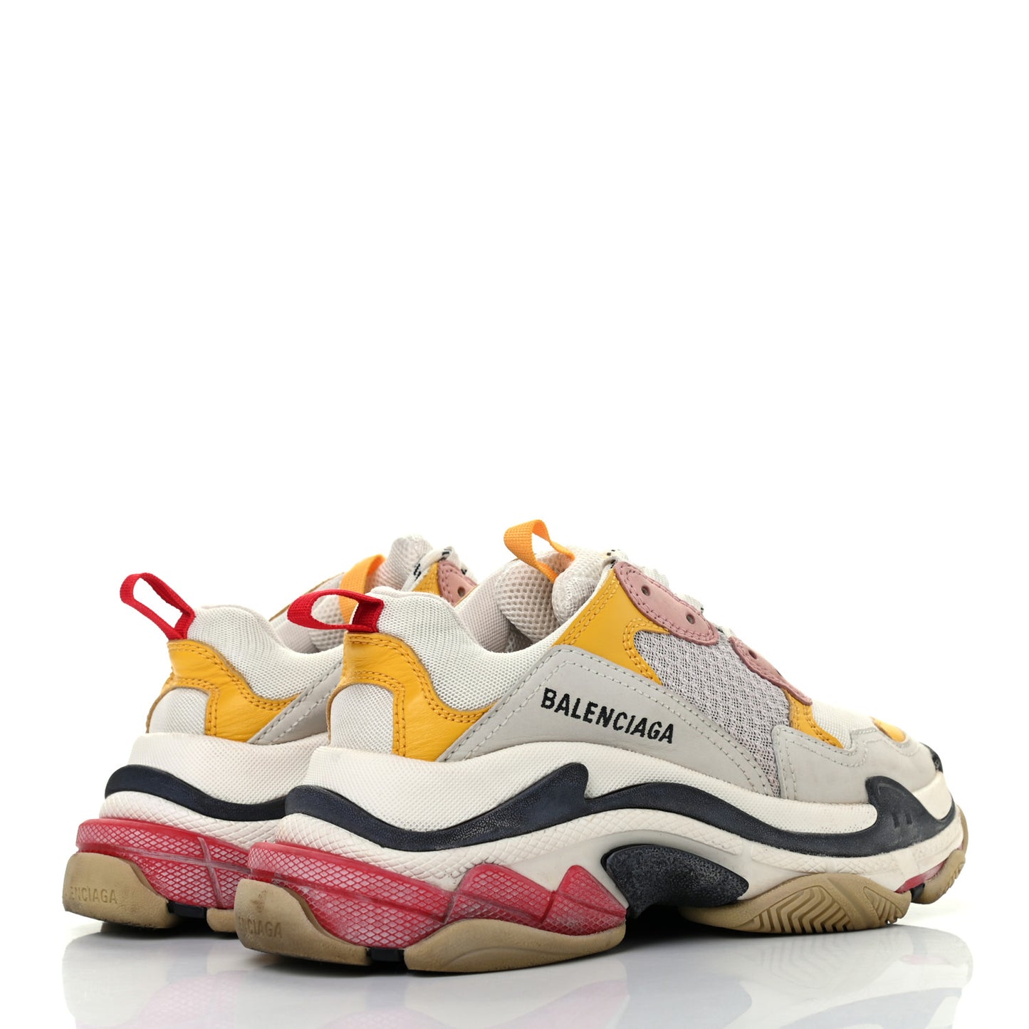 Mesh Nubuck Womens Triple S Sneakers 36 White Gris Jaune Rose