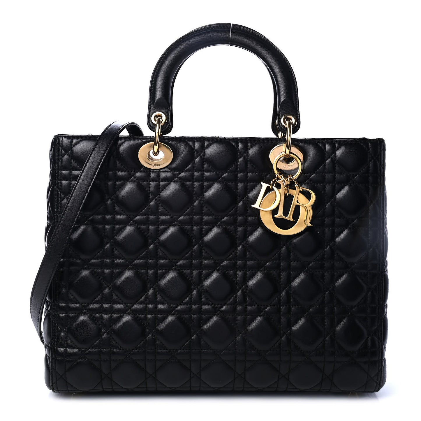 Lambskin Cannage Large Lady Dior Black