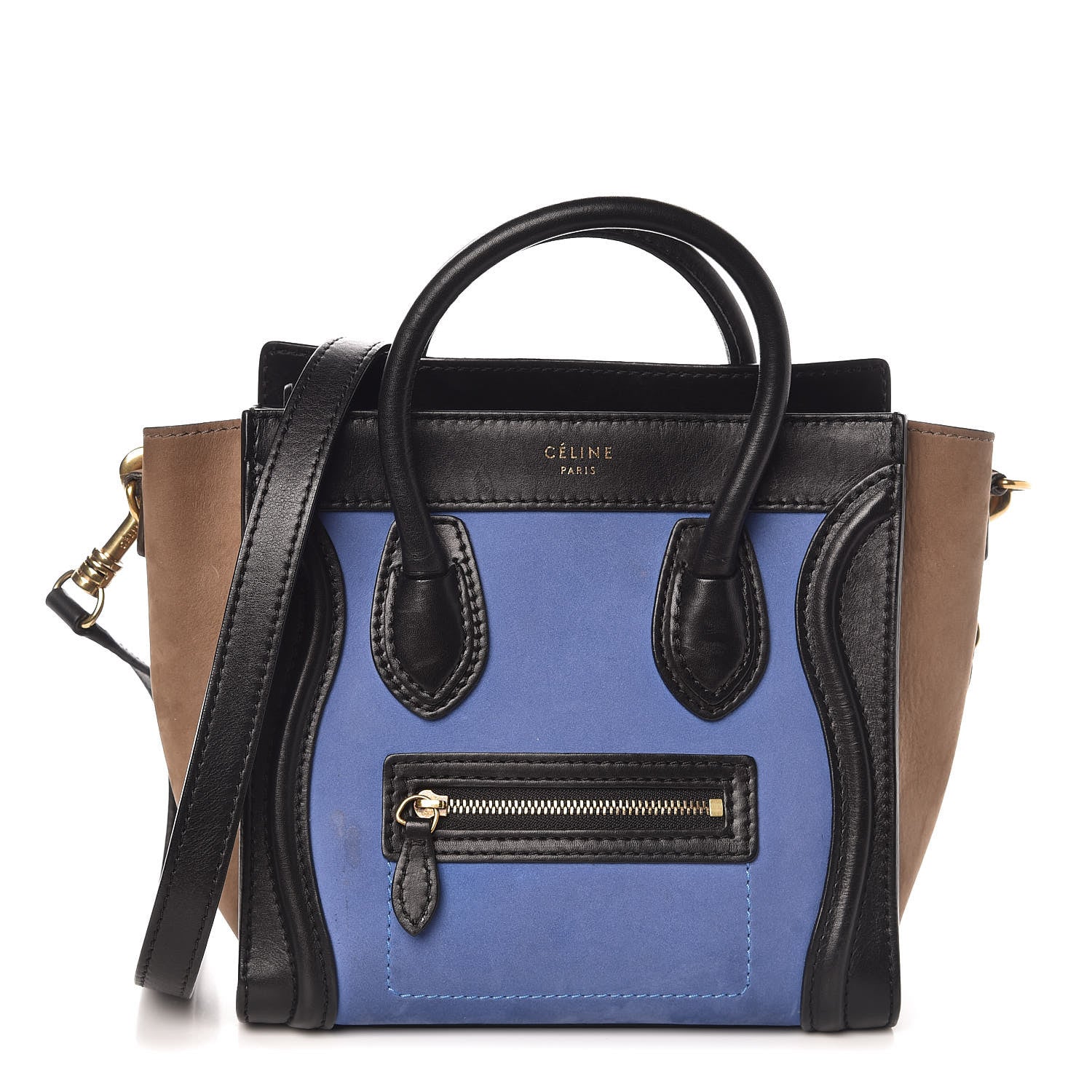 Celine Nubuck Smooth Calfskin Nano Tri-Color Luggage Royal Blue 1 of 9