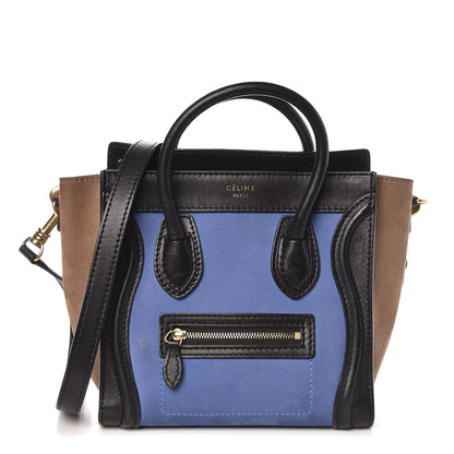 Celine Nubuck Smooth Calfskin Nano Tri-Color Luggage Royal Blue 1 of 9