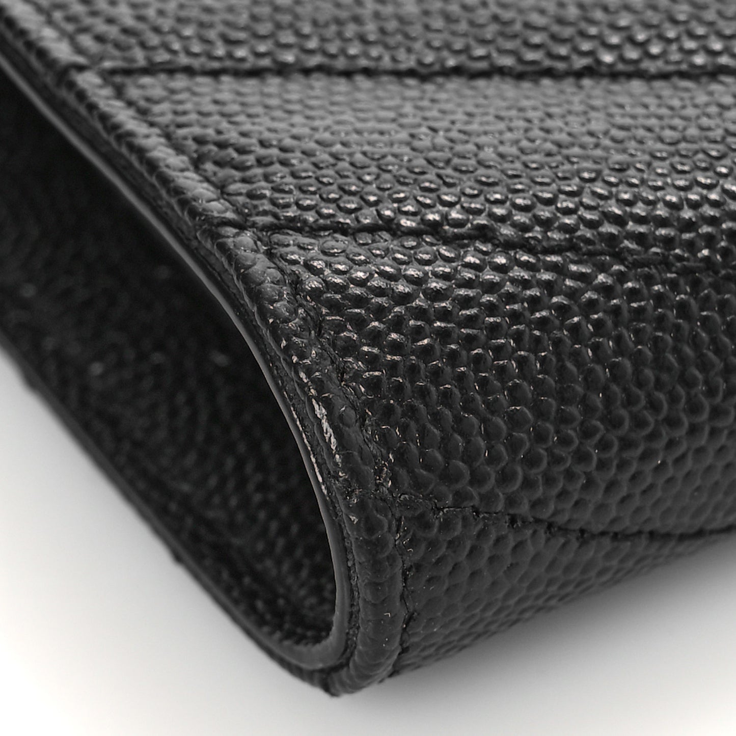 Grain De Poudre Matelasse Chevron Monogram Zipped Two-Part Wallet Black