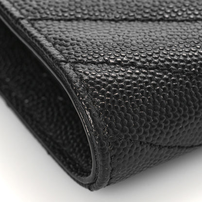 Saint Laurent Grain De Poudre Matelasse Chevron Monogram Zipped Two-Part Wallet Black 7 of 9