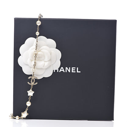 Chanel Metal Resin Pearl Star CC Necklace Gold 5 of 5