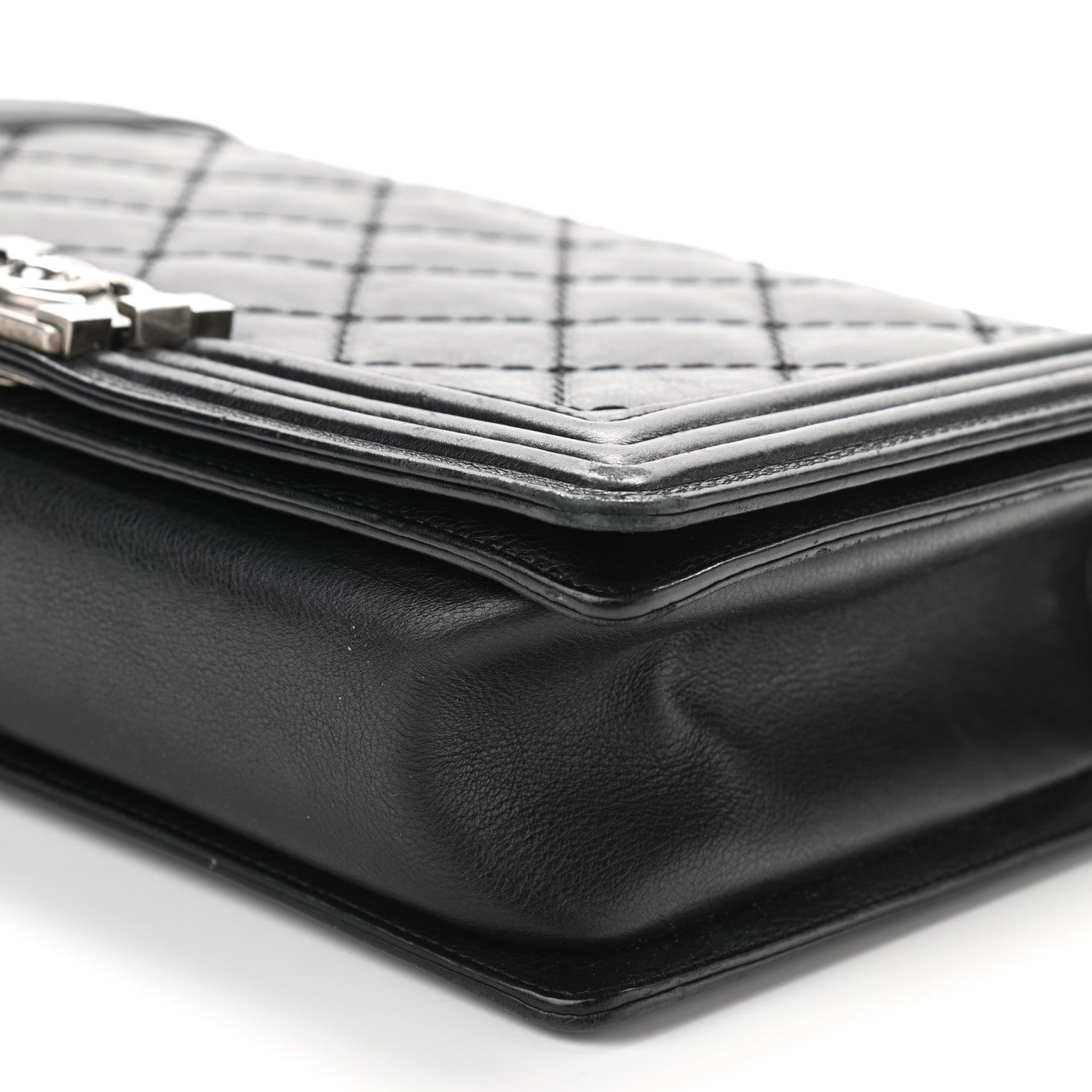 Chanel Calfskin Quilted Double Stitch New Medium Boy Flap Black 6 of 12