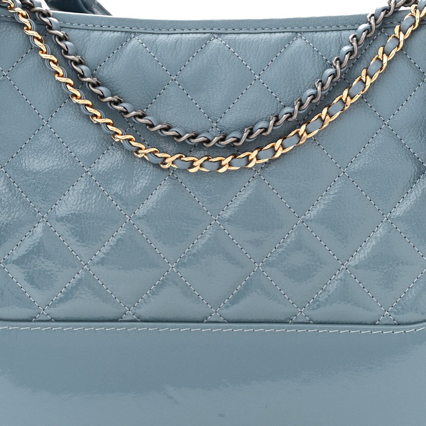 Patent Goatskin Quilted Medium Gabrielle Hobo Blue