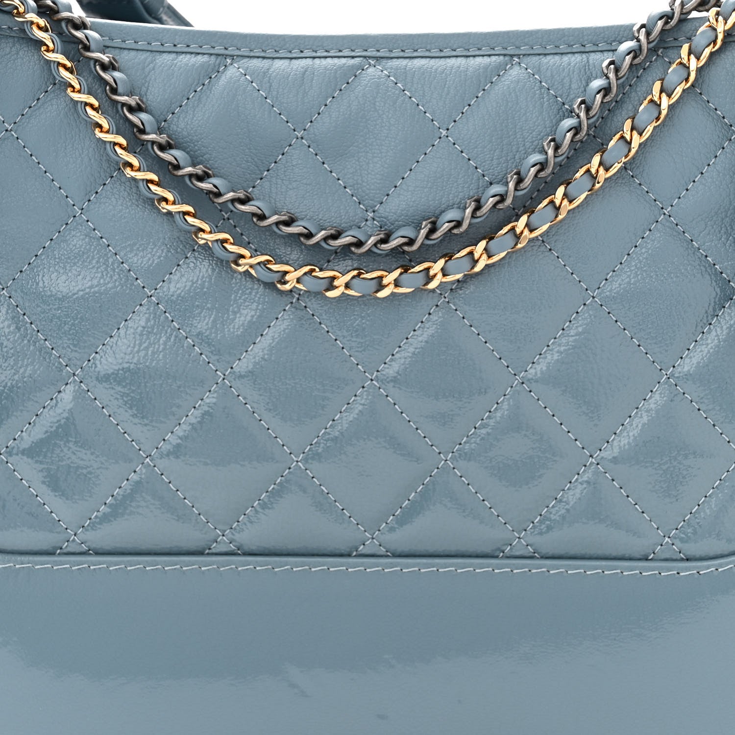 Chanel Patent Goatskin Quilted Medium Gabrielle Hobo Blue 8 of 10