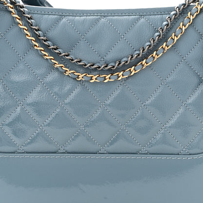Chanel Patent Goatskin Quilted Medium Gabrielle Hobo Blue 8 of 10