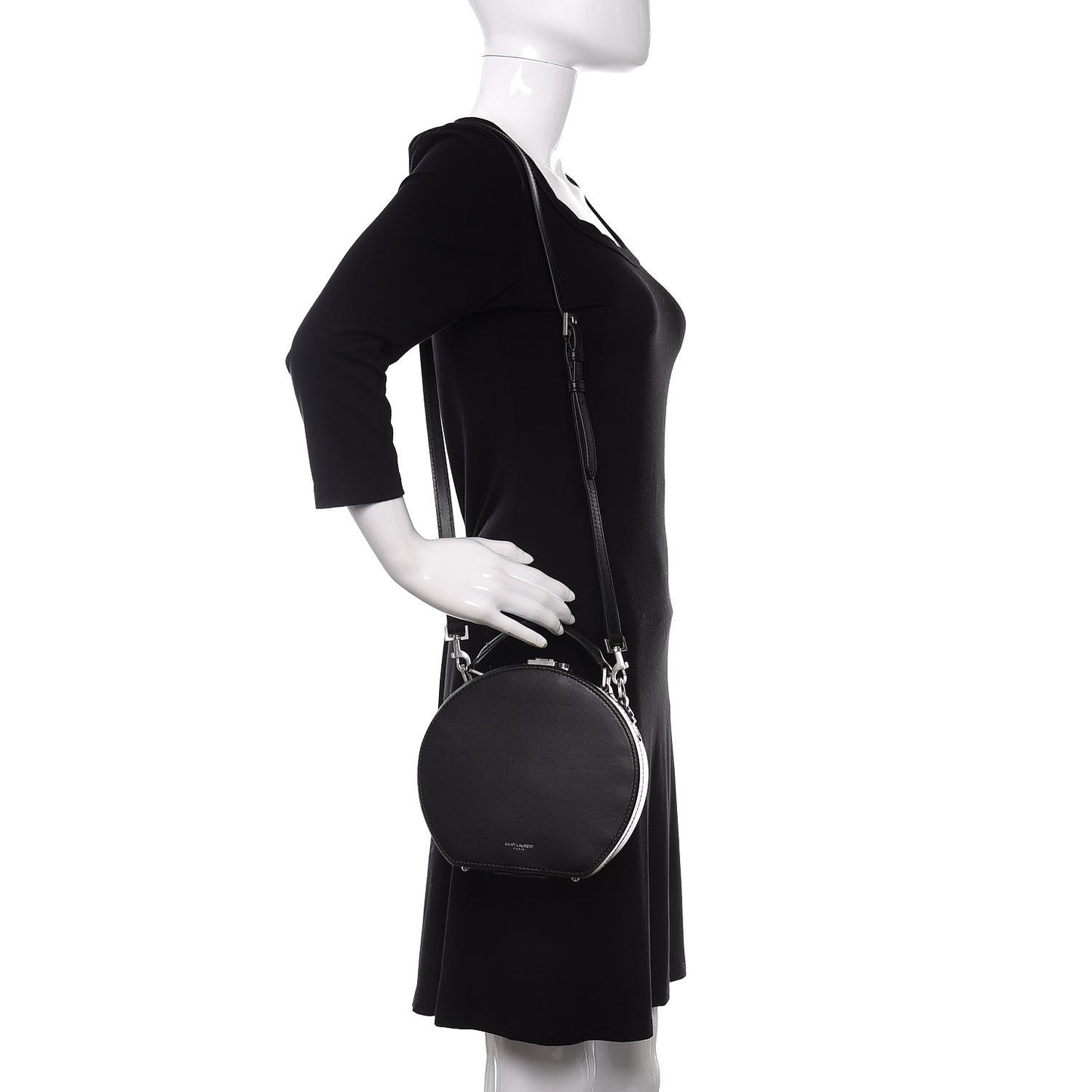 Calfskin Small Mica Hat Box Black