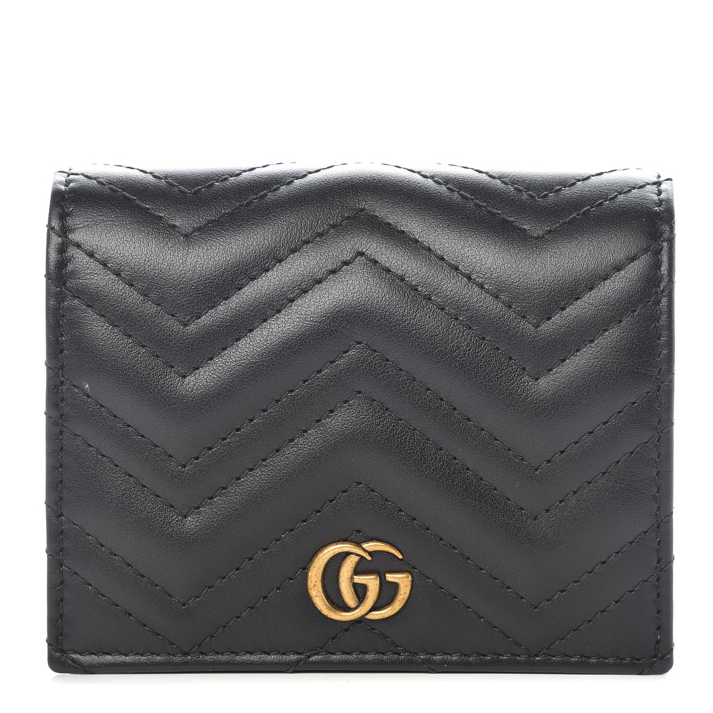 Calfskin Matelasse GG Marmont ID Card Case Wallet Black