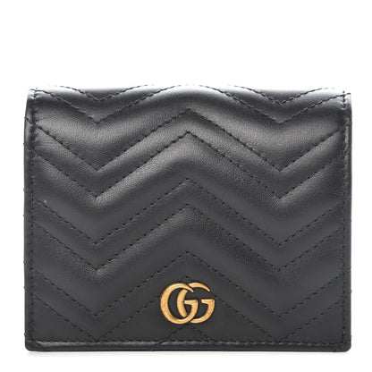 Gucci Calfskin Matelasse GG Marmont ID Card Case Wallet Black 1 of 11