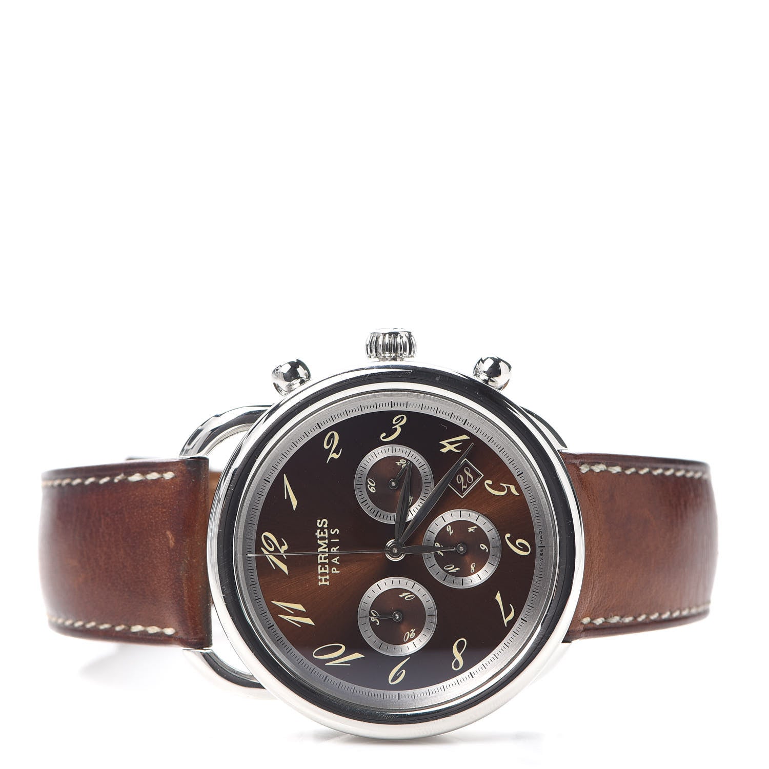 Hermes Stainless Steel Barenia 43mm Arceau Automatic Watch Fauve 2 of 7