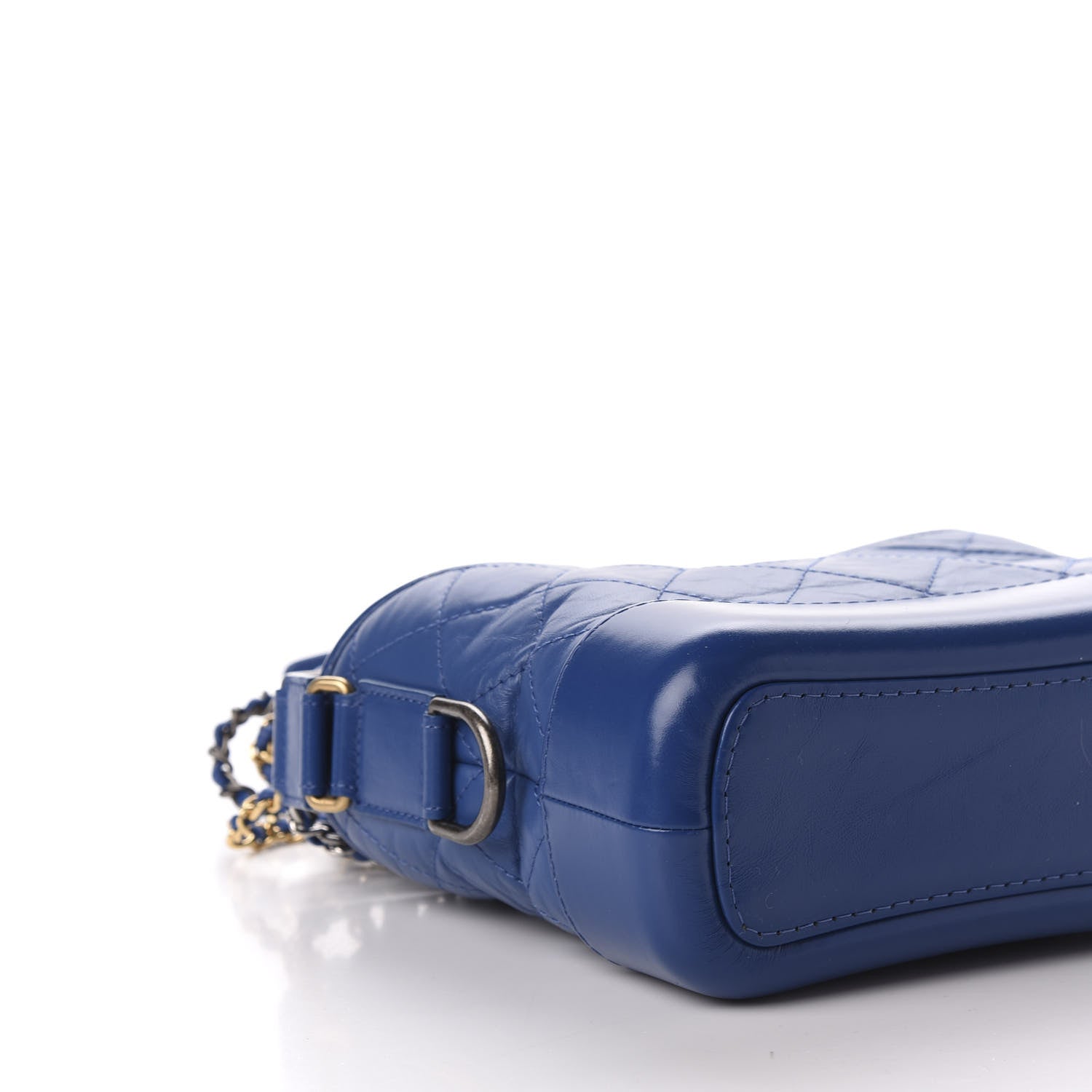 Chanel Aged Calfskin Quilted Small Gabrielle Hobo Blue 6 of 10