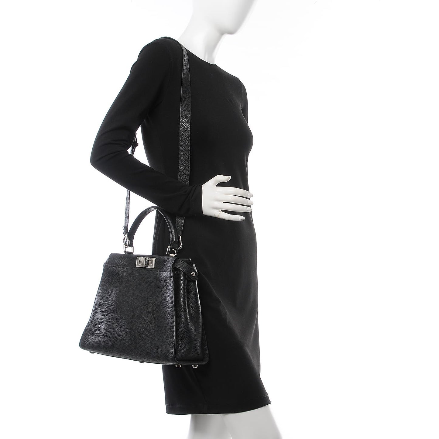 Cuoio Romano Selleria Bi-Color Medium Peekaboo Iconic Satchel Black Mou