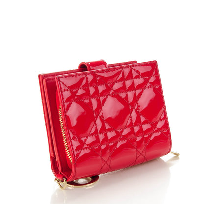 Christian Dior Patent Cannage Lady Dior Eden Wallet Red 3 of 8