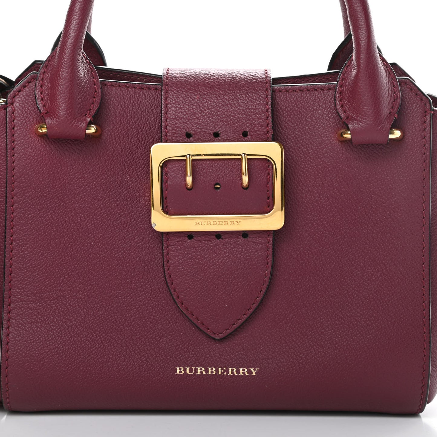 Soft Grain Calfskin Small Buckle Tote Dark Plum
