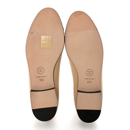 Chanel Lambskin Cap Toe CC Ballerina Flats 35 Beige Black 5 of 8