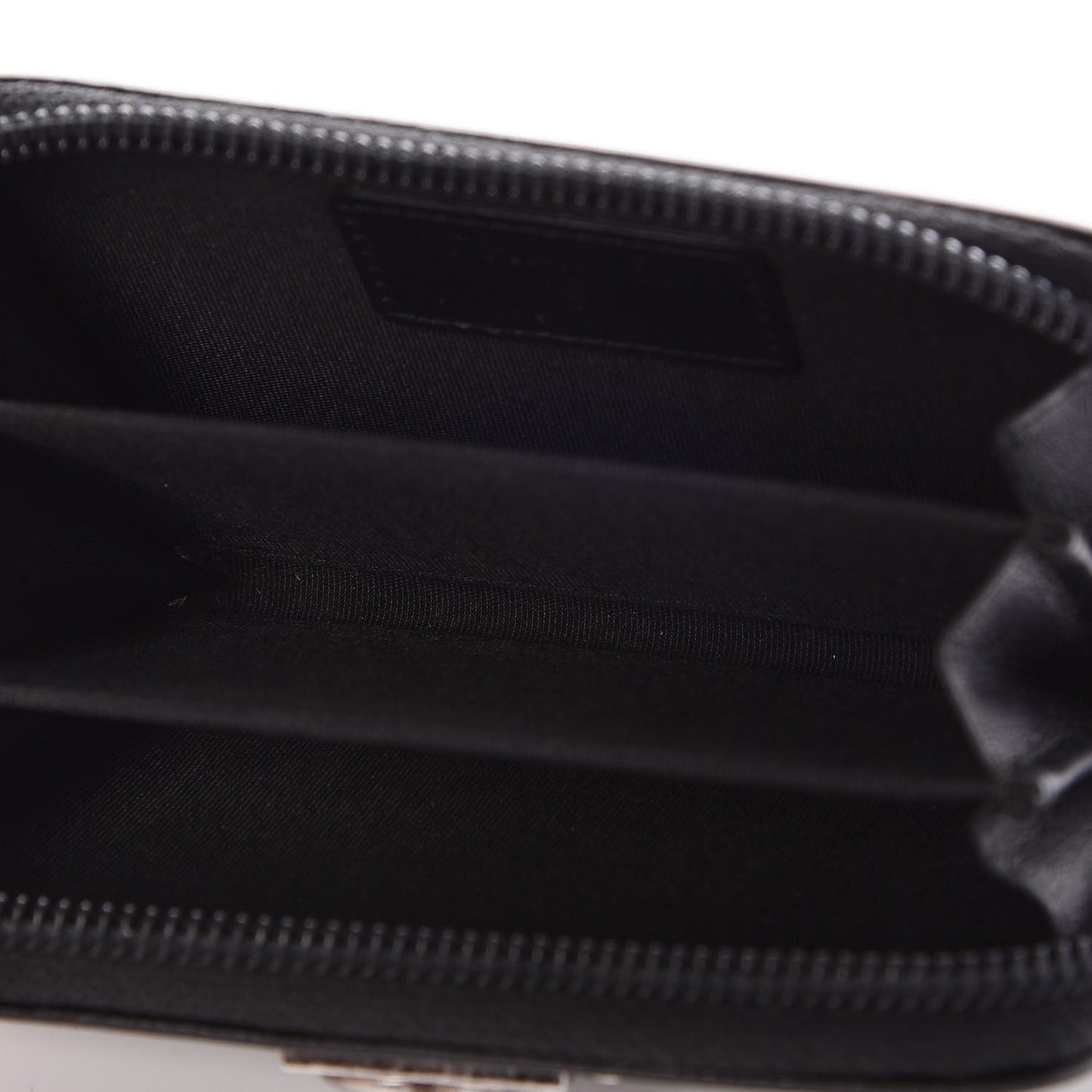 Goatskin Quilted Boy Zip Around Coin Purse Wallet Black