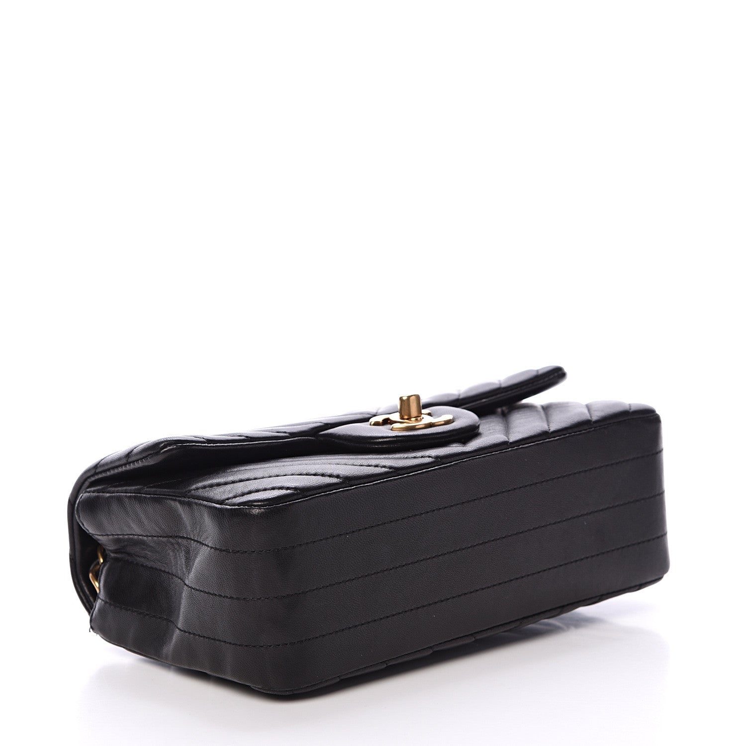 Chanel Lambskin Chevron Quilted Mini Rectangular Flap Black 3 of 15