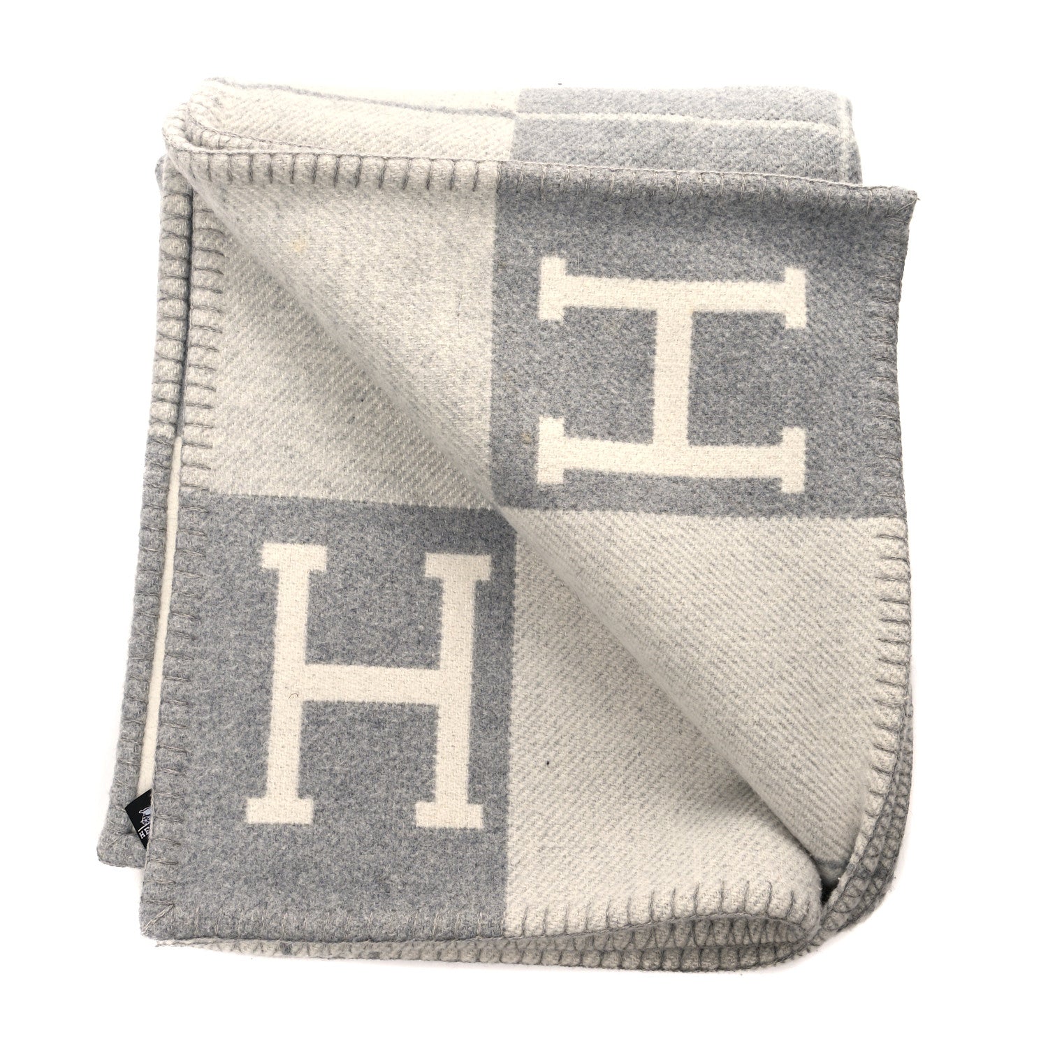 Hermes Wool Cashmere Avalon Signature Blanket Gris Acier 2 of 3