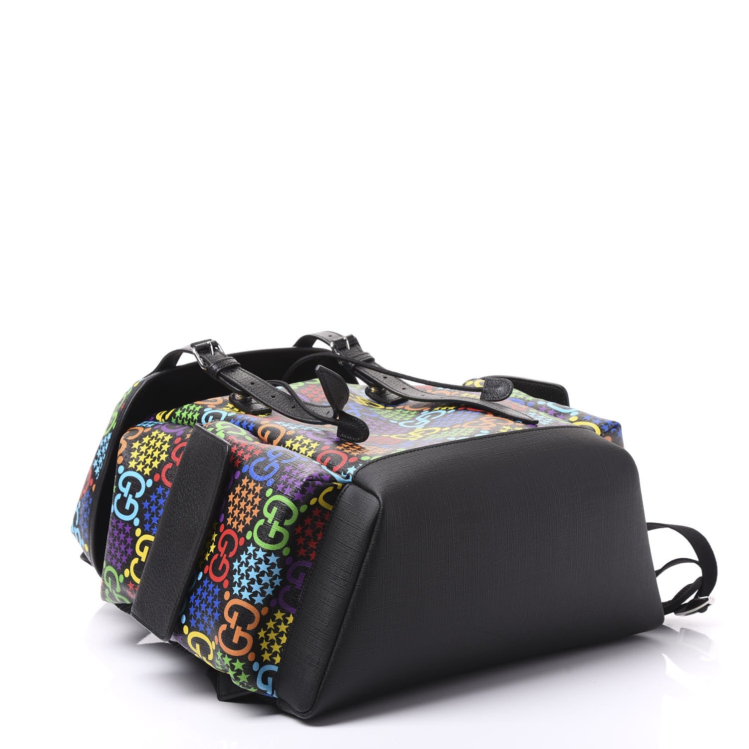 Gucci GG Supreme Monogram Psychedelic Medium Double Buckle Backpack Black Multicolor 3 of 8