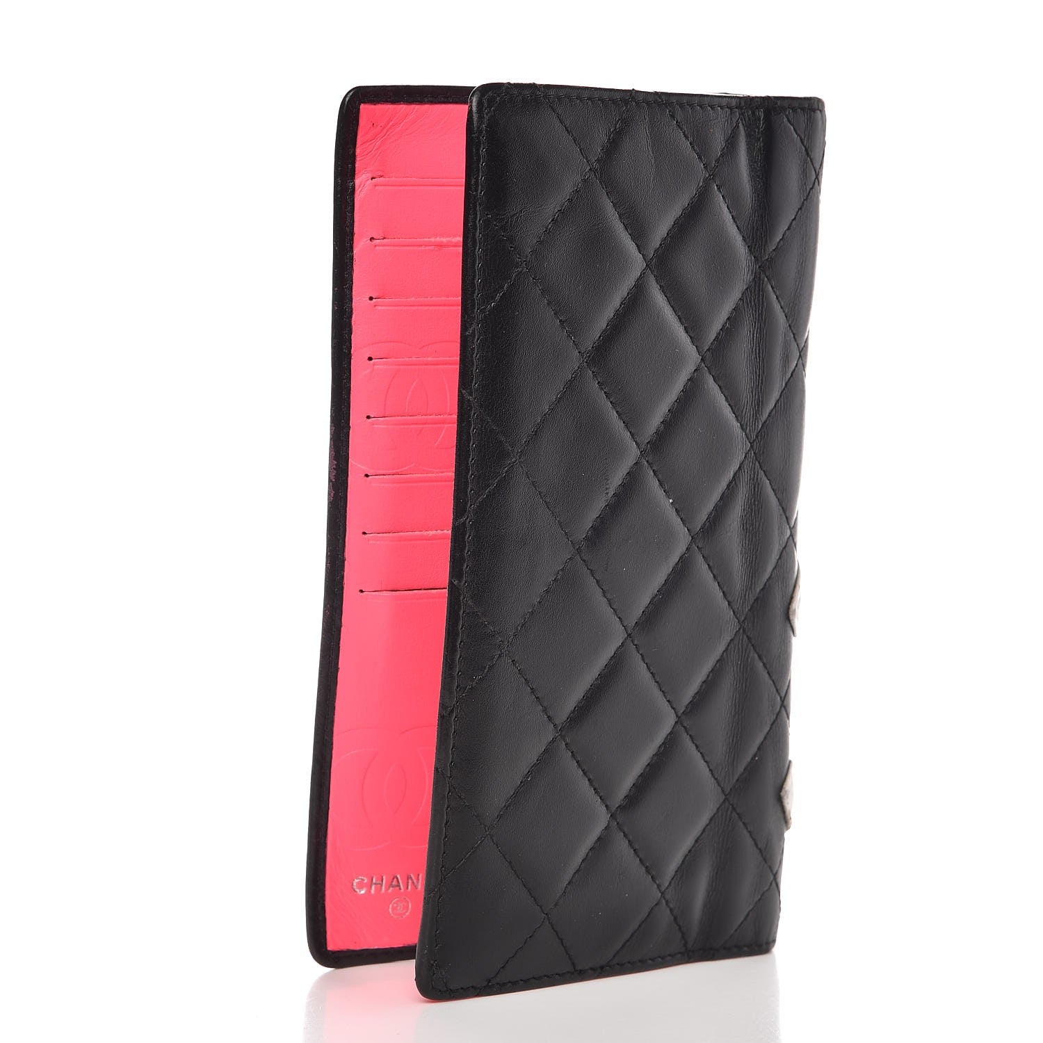 Chanel Calfskin Quilted Cambon Yen Wallet Black White 3 of 11