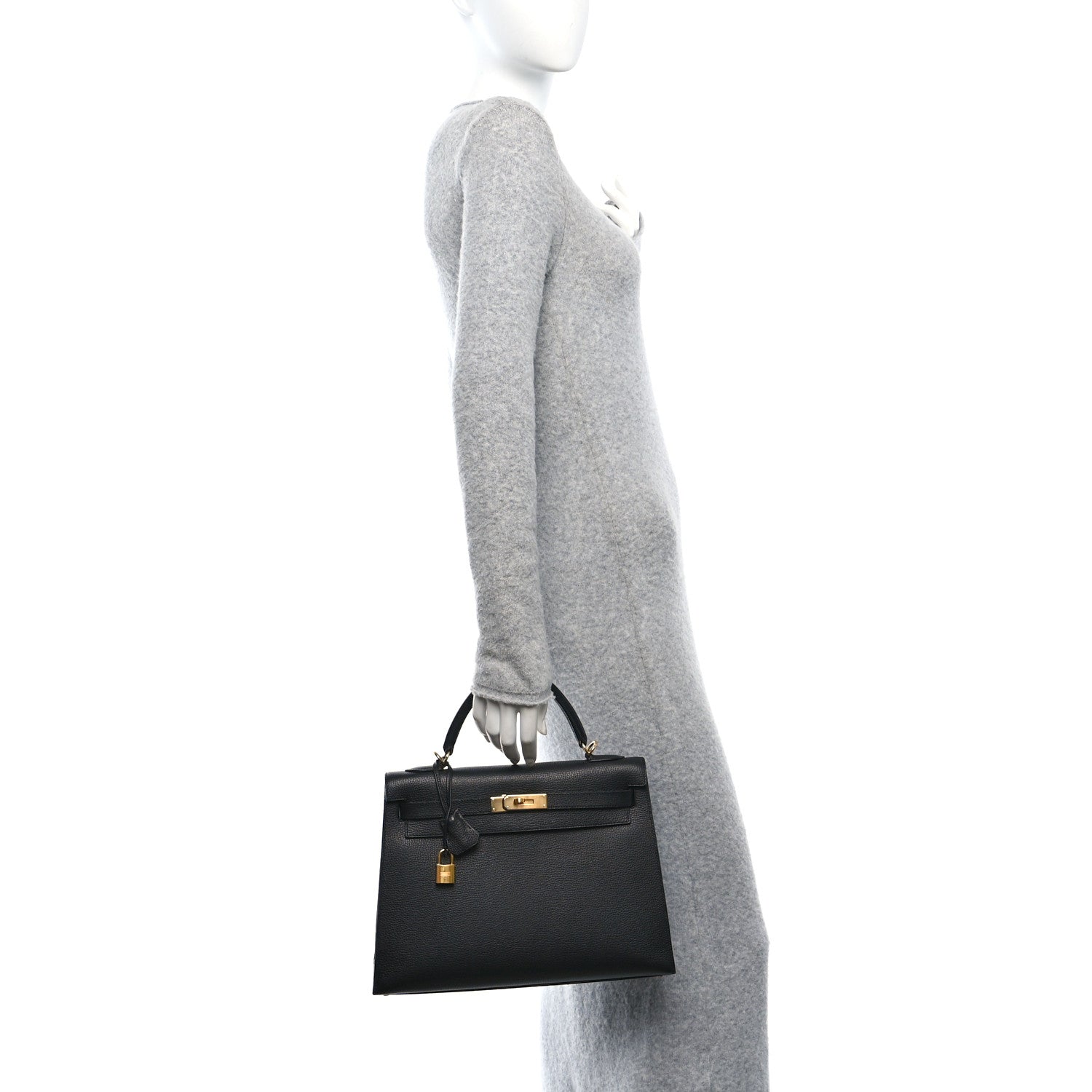Hermes Vache Liegee Kelly Sellier 32 Black 3 of 12