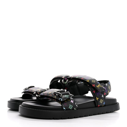 Louis Vuitton LV X TM Monogram Multicolor Sunset Flat Sandals 40 Black 4 of 11