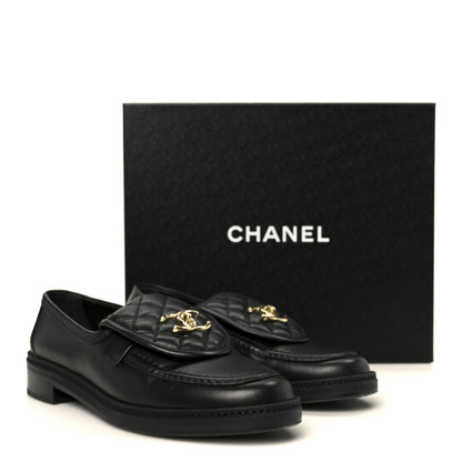 Chanel Lambskin Quilted CC Turnlock Loafers 38.5 Black 11 of 11
