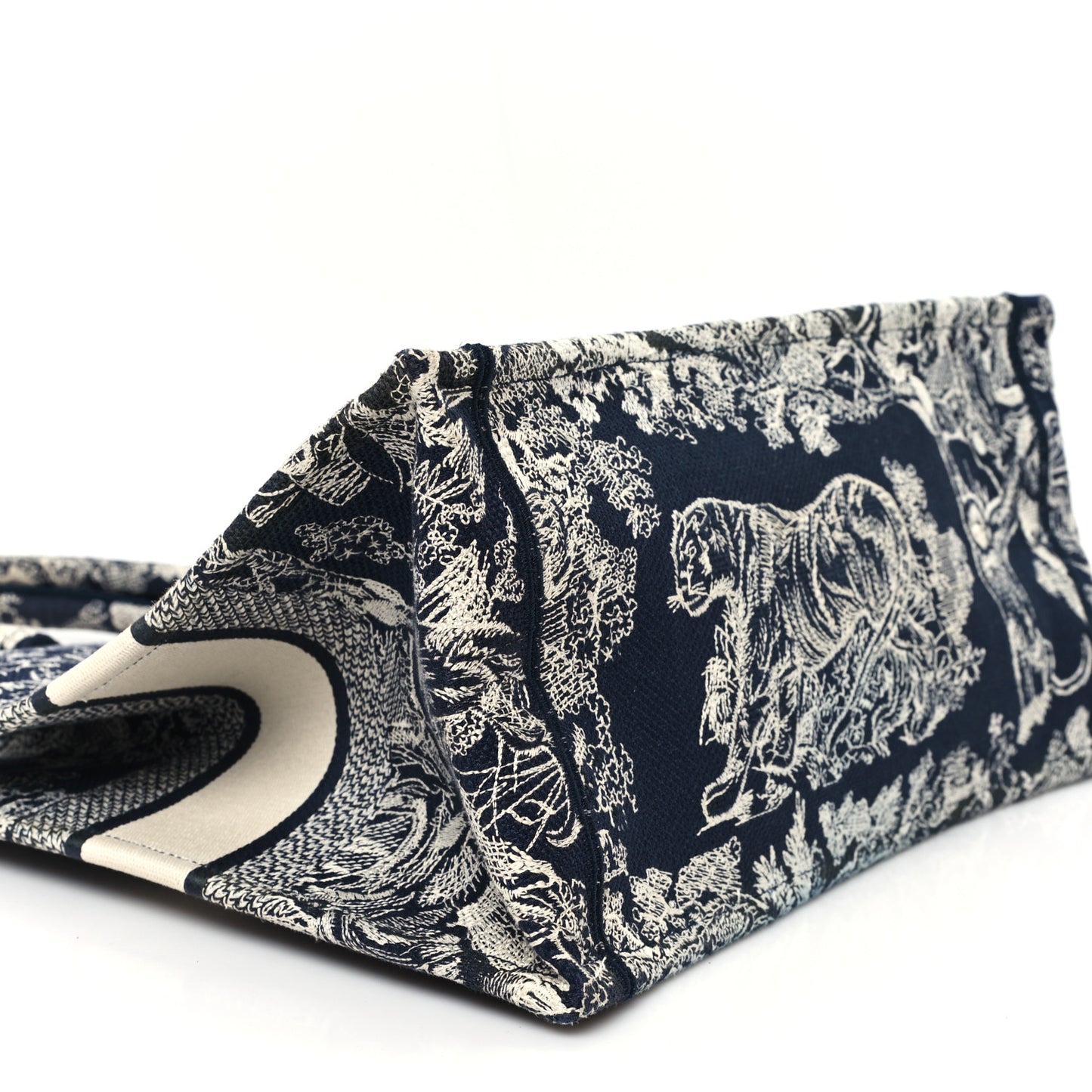Canvas Embroidered Medium Dioriviera Toile De Jouy Reverse Book Tote Blue