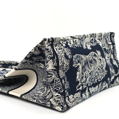 Christian Dior Canvas Embroidered Medium Dioriviera Toile De Jouy Reverse Book Tote Blue 9 of 11