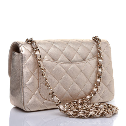 Chanel Metallic Lambskin Quilted Mini Rectangular Flap Gold 3 of 11