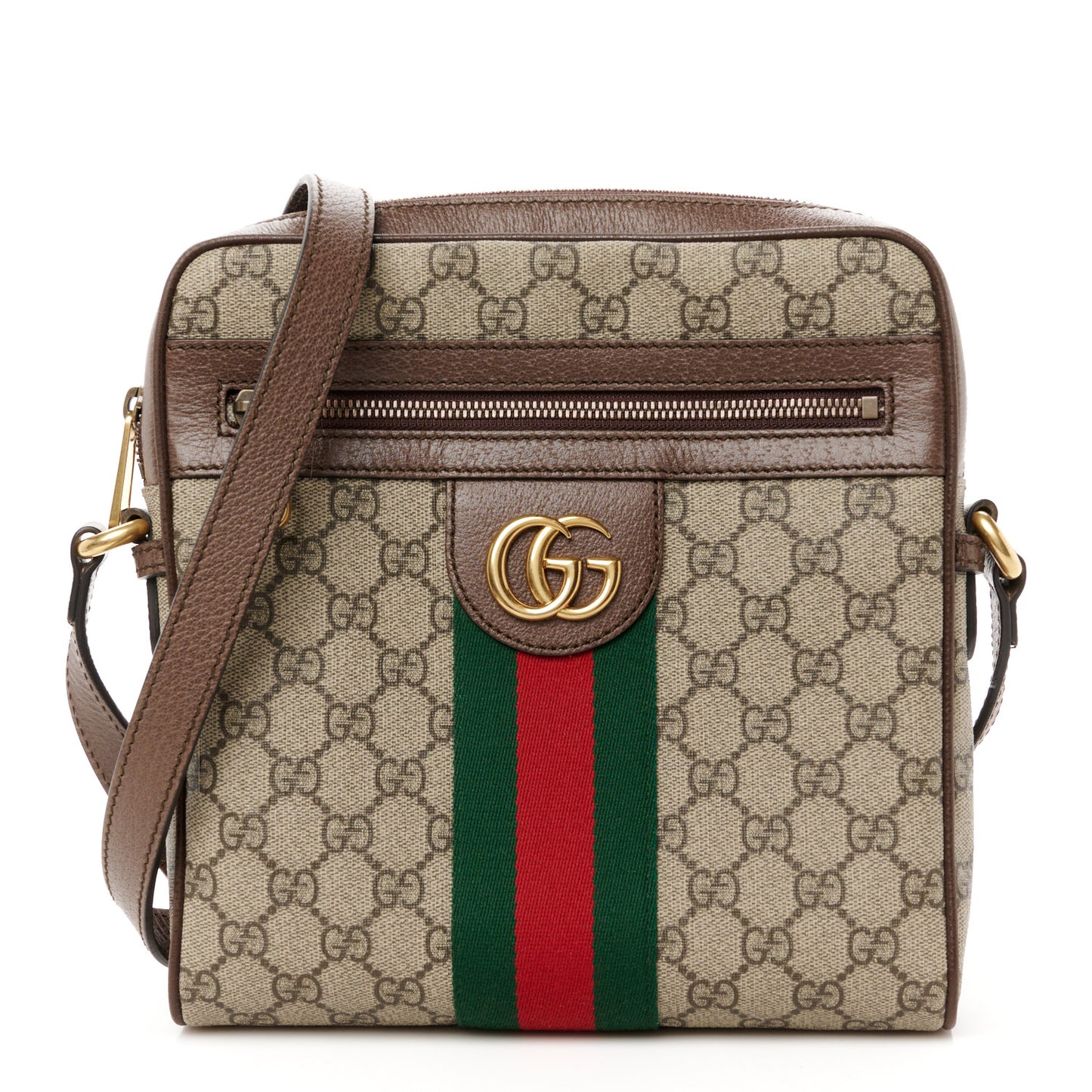 GG Supreme Monogram Web Small Ophidia Messenger Bag Brown