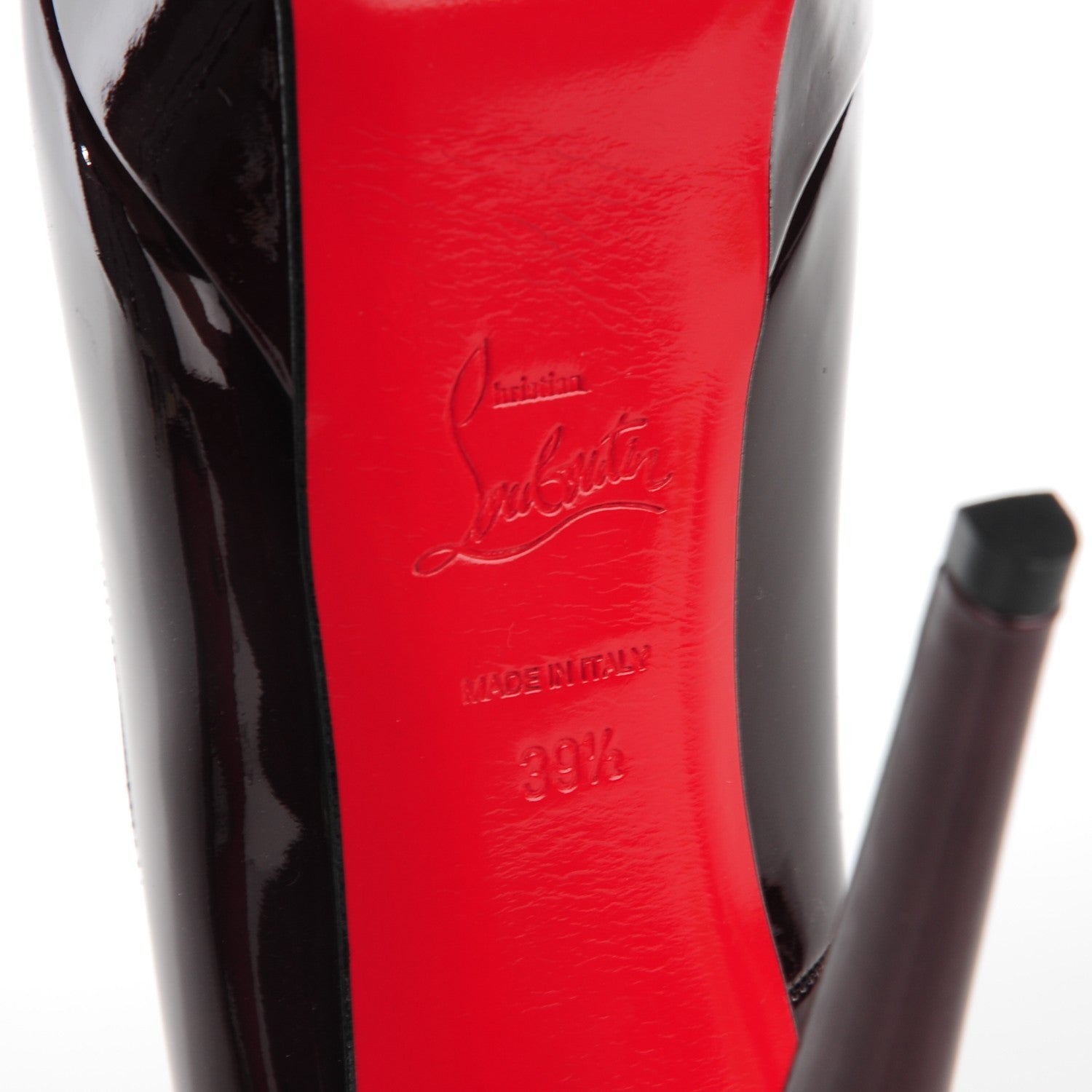 Christian Louboutin Metallic Patent Bianca 140 Pumps 39.5 Oxblood 6 of 8