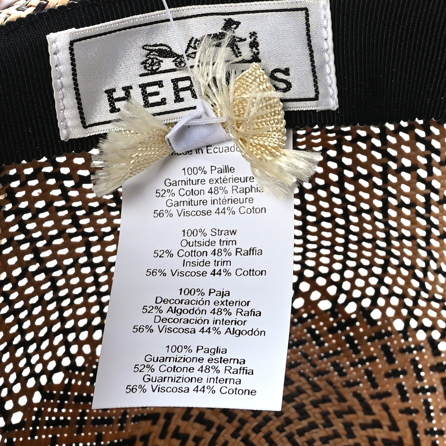 Hermes Chapeau Femme Etna Panama Hat 58 Naturel Black 7 of 8