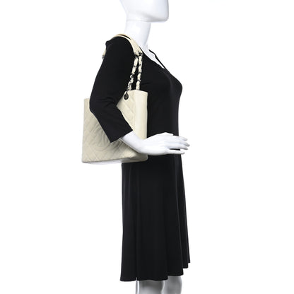 Chanel Caviar Quilted Petit Shopping Tote PST Light Beige 2 of 10