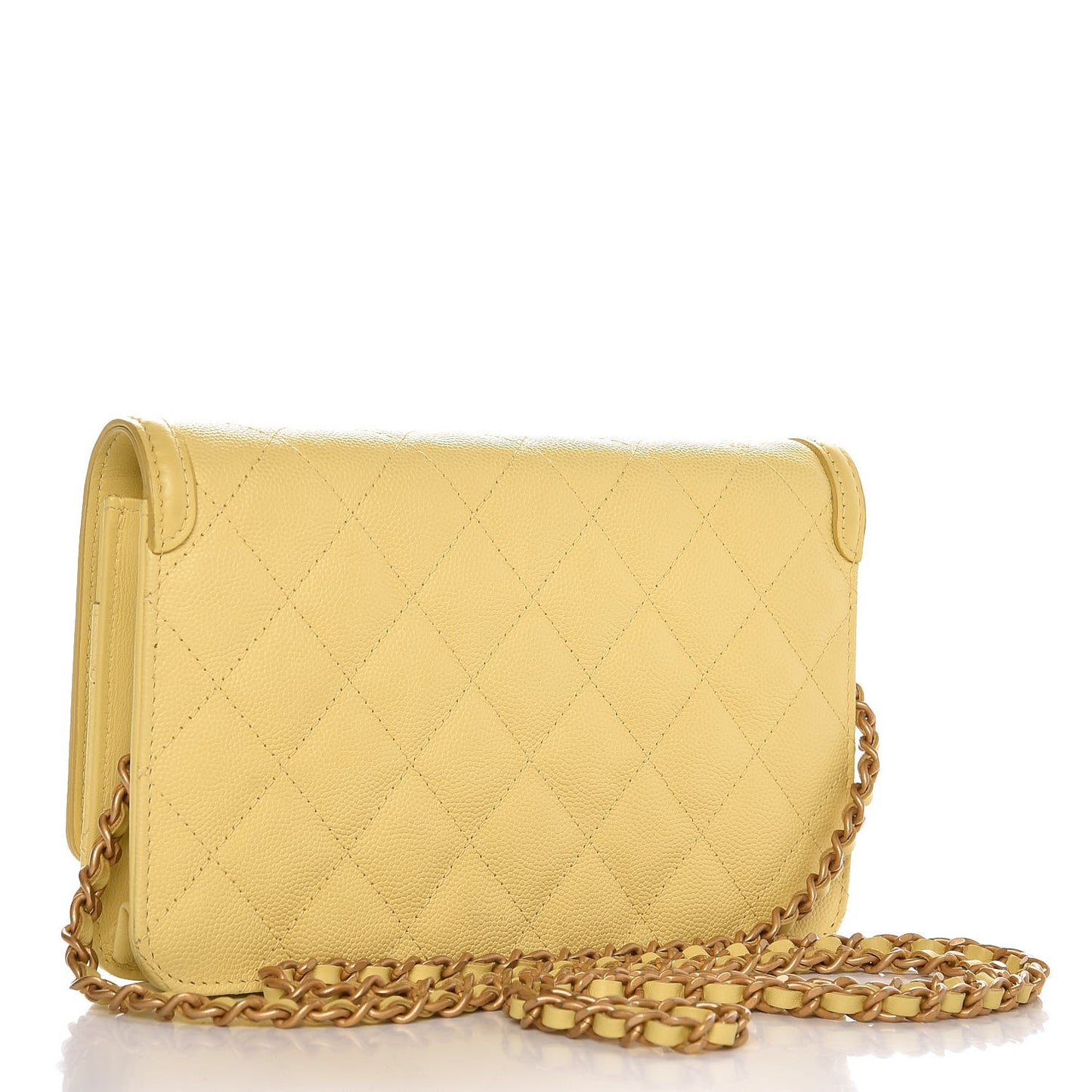 Caviar Quilted CC Filigree Wallet On Chain WOC Yellow