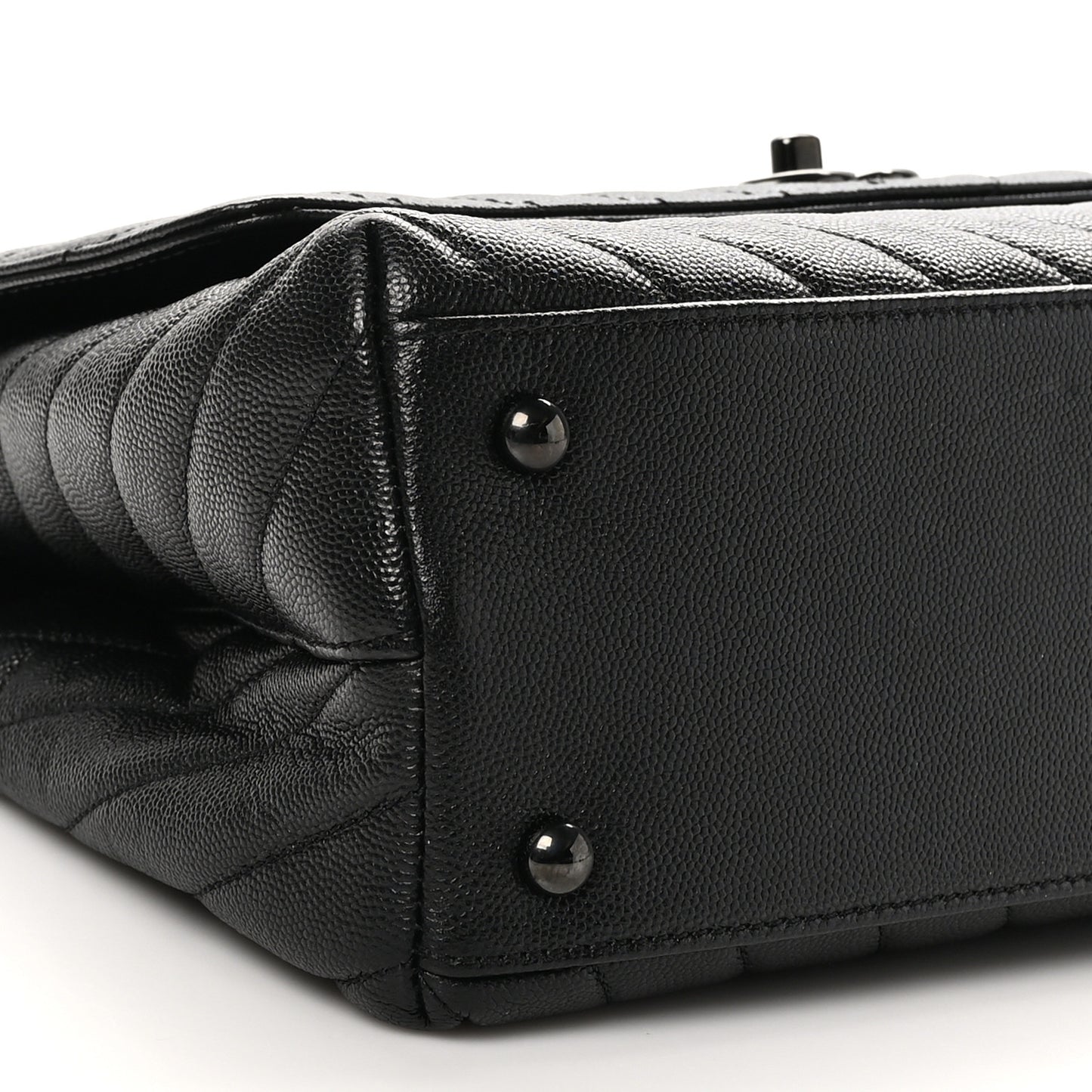 Caviar Chevron Quilted Small Coco Handle Flap So Black