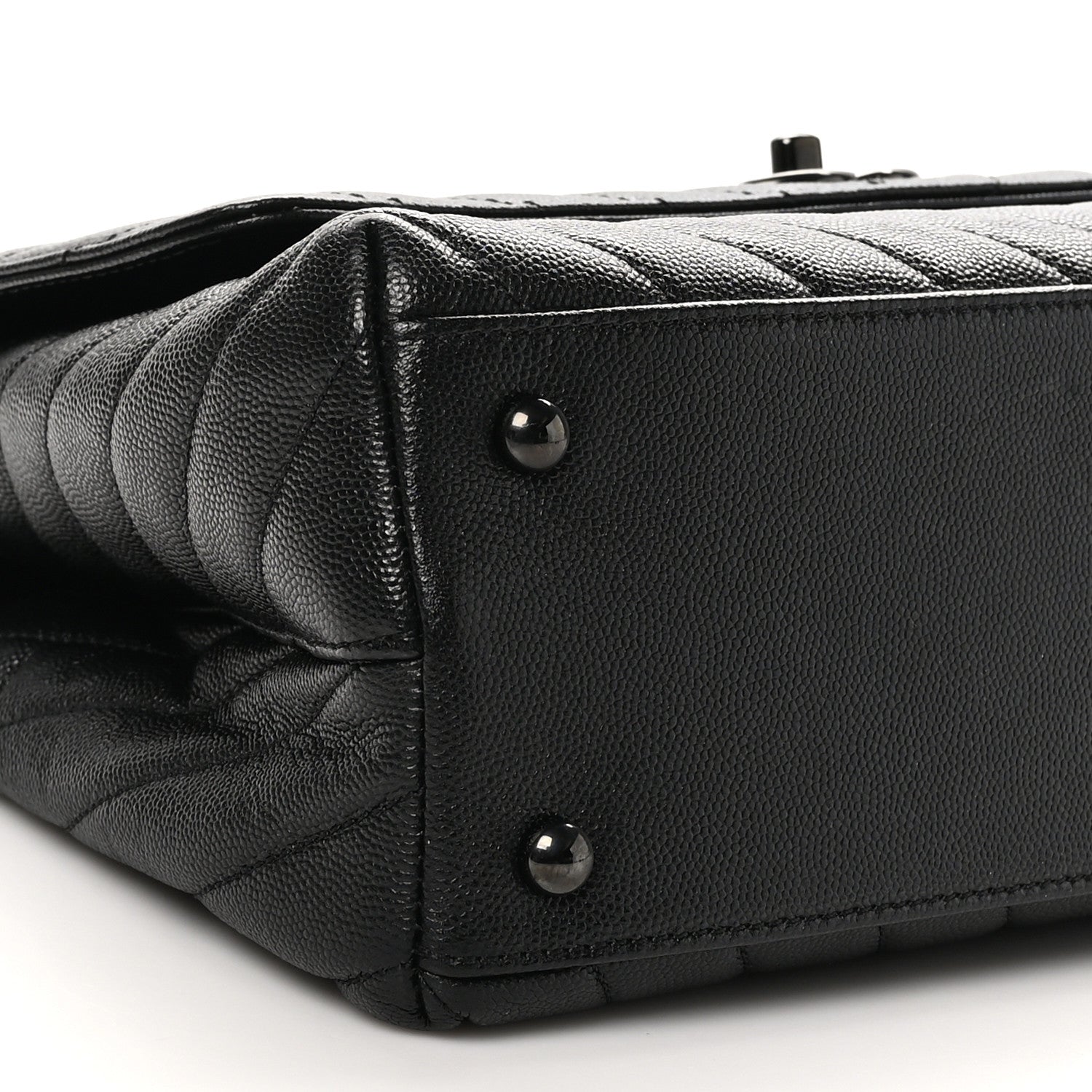 Chanel Caviar Chevron Quilted Small Coco Handle Flap So Black 9 of 10
