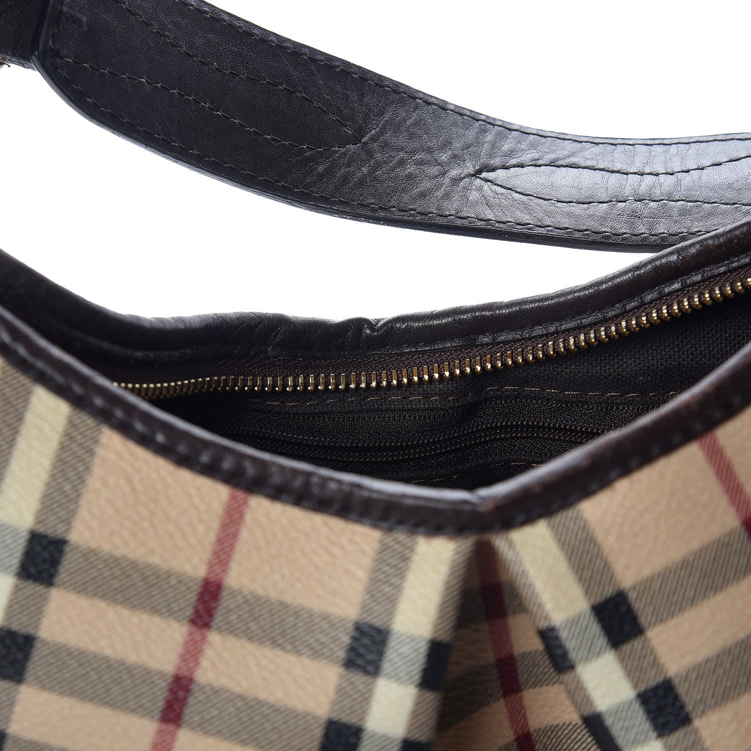 Burberry Haymarket Check Hobo Brown 10 of 11