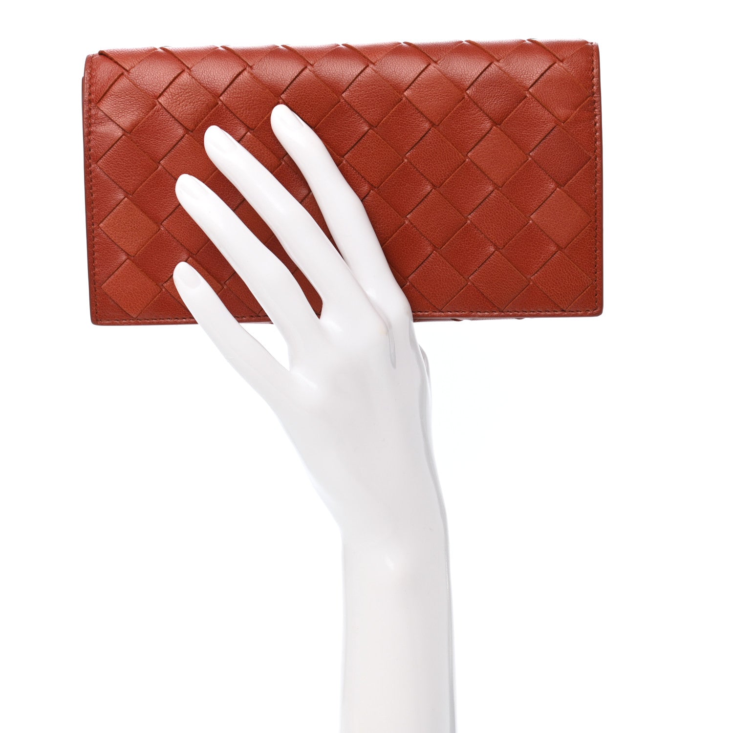 Bottega Veneta Nappa Intrecciato Continental Flap Wallet Rust 2 of 7