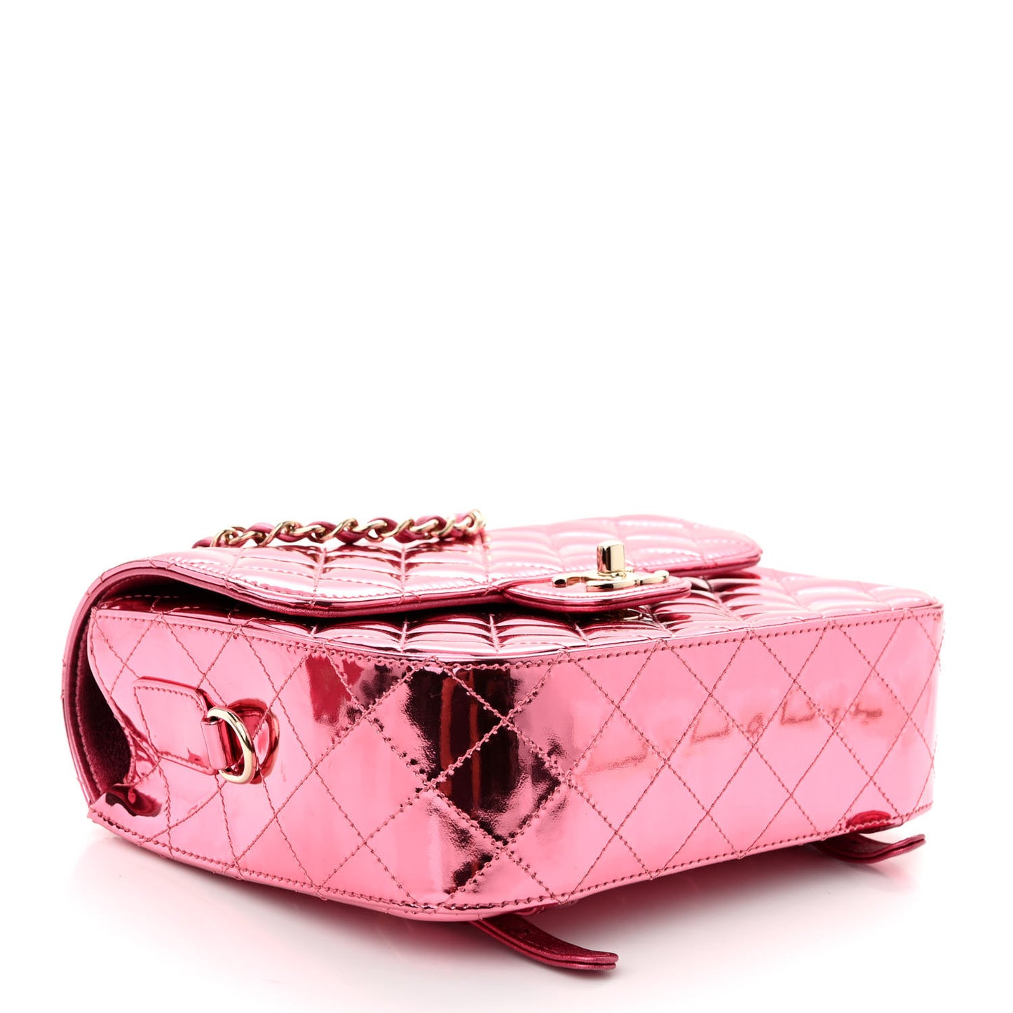 Mirror Calfskin Metallic Calfskin Quilted Hollywood Boulevard Backpack With Coin Purse Pink